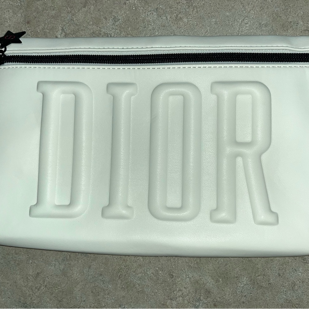 Dior White Embossed Makeup Pouch